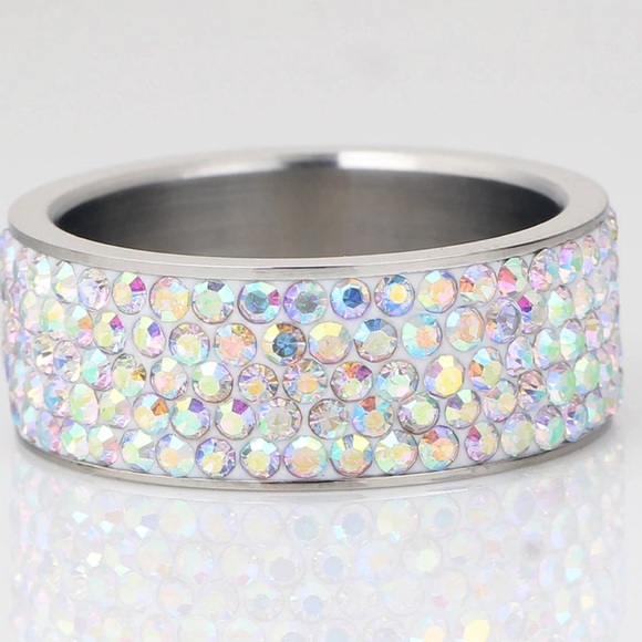 Stainless Steel Crystal Ring New - Picture 4 of 5